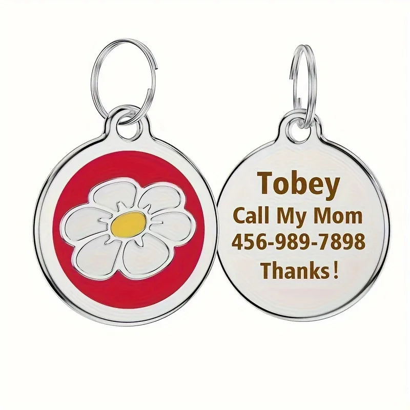 ๐ผ Personalized Daisy Pet ID Tag โ Custom Name Pendant for Cats & Dogs ๐พ