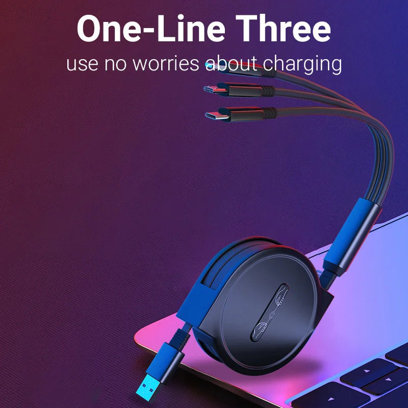 3-in-1 Retractable Fast Charging Cable ⚡️ (iPhone | Micro USB | Type-C)