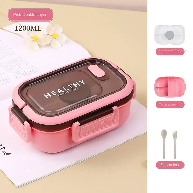 🌿 Eco-Friendly Lunch Box – Portable & Sectioned Wheat Straw Design! 🍱♻️