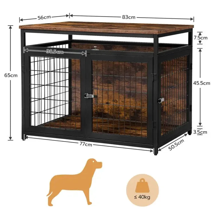 🏠 قفص كلاب فاخر XL/XXL/XXXL بتصميم خشبي أنيق وأبواب معدنية – المساحة والراحة لكلبك الكبير! 🐶💪