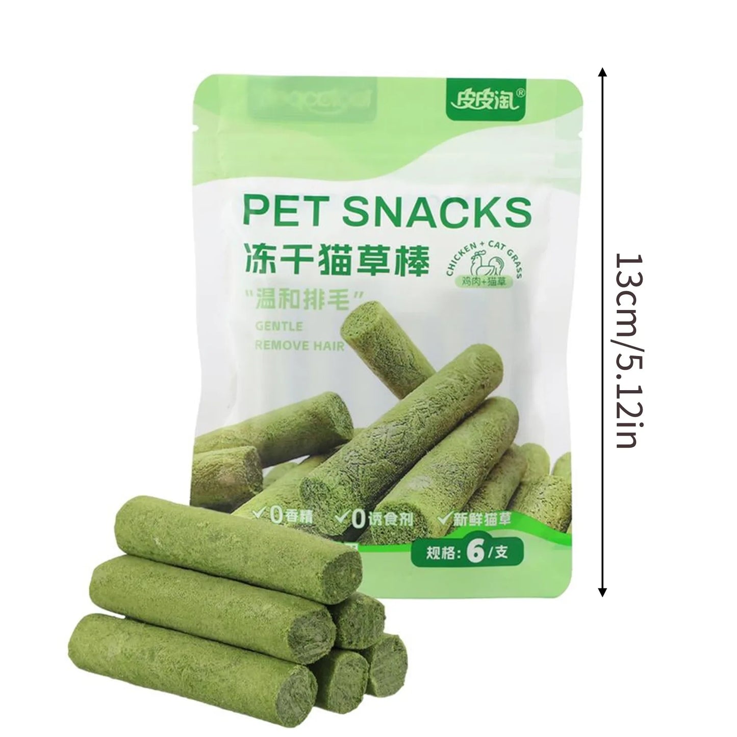 🌿🐱 Freeze-Dried Cat Grass Sticks – Healthy, Gentle Grooming & Tasty Treats! 🐾✨