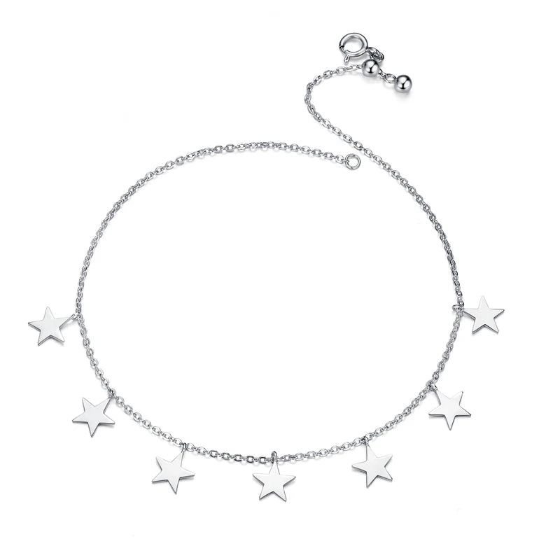 ✨ 925 Sterling Silver Beaded Anklet – Minimalist Summer Foot Jewelry!