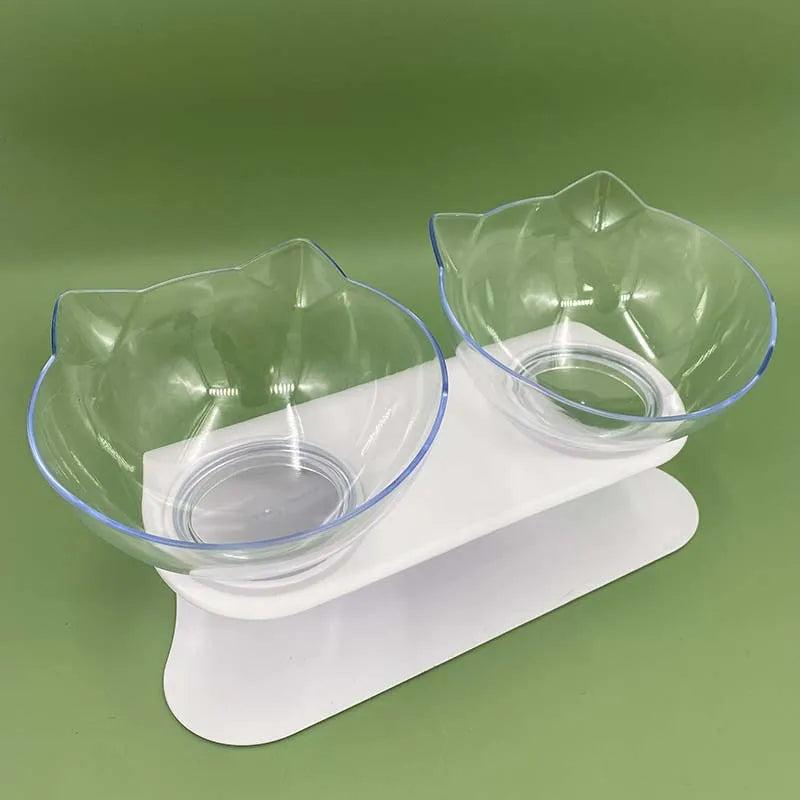 🐾🍽️ Non-Slip Double Pet Bowl – Tilted Stand for Easy Feeding & Drinking! 🐶🐱💧