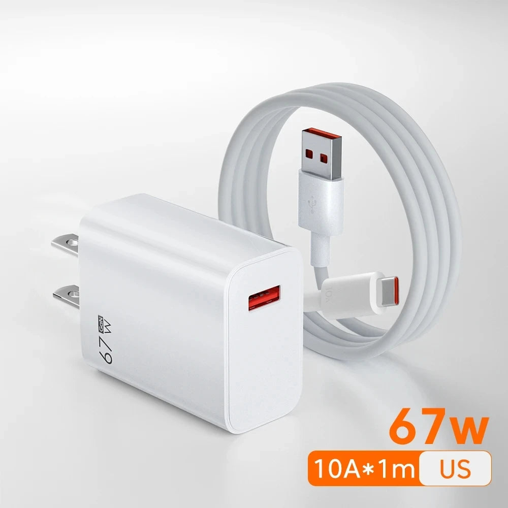π Xiaomi 67W Turbo Charger Original β Fast EU/US Plug + Type-C Cable