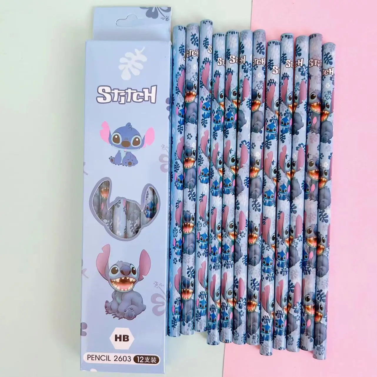 βοΈπ Disney Stitch Pencil Case β 12 Vibrant Colored Pencils with Awesome Cartoon Design! πΎπ
