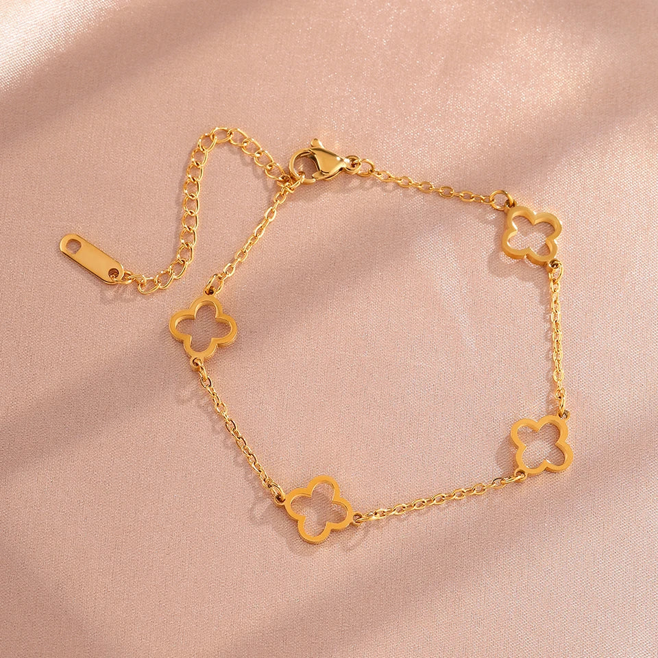 ๐ ZAKOL Four-Leaf Clover Bracelet โ Wear Your Luck in Style!