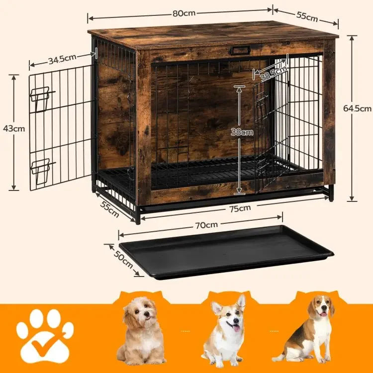 🏠 قفص كلاب فاخر XL/XXL/XXXL بتصميم خشبي أنيق وأبواب معدنية – المساحة والراحة لكلبك الكبير! 🐶💪