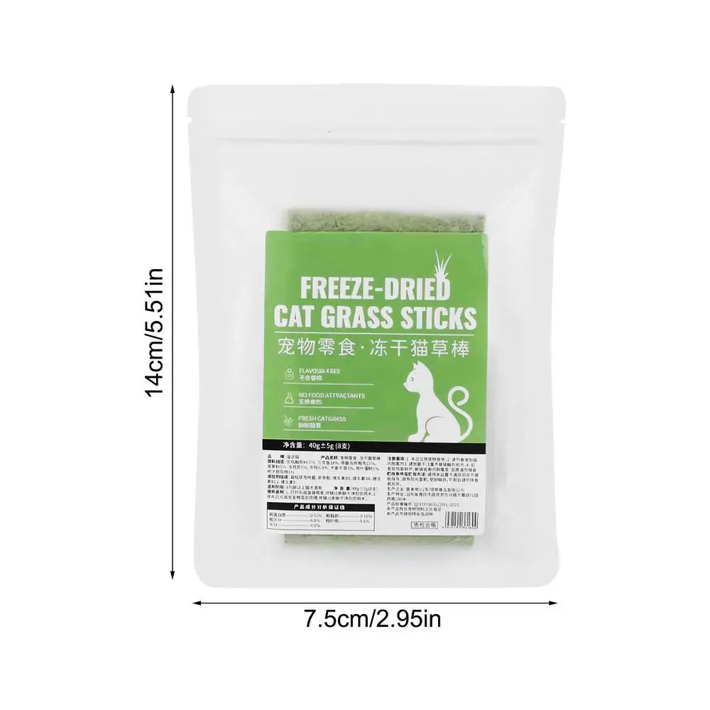 ๐ฟ๐ฑ Cat Grass Chew Sticks โ 8 Tasty, Freeze-Dried Treats for Clean Teeth & Happy Cats! ๐ฆท๐๐พ