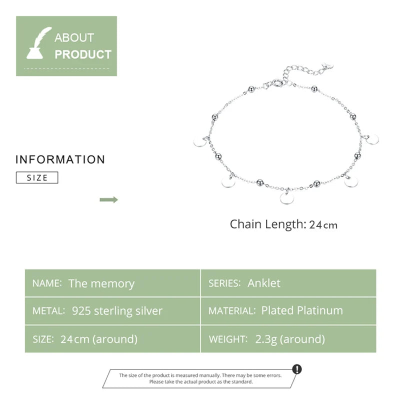✨ 925 Sterling Silver Beaded Anklet – Minimalist Summer Foot Jewelry!