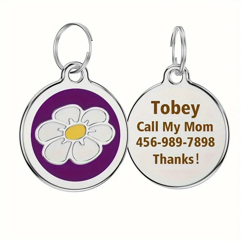 ๐ผ Personalized Daisy Pet ID Tag โ Custom Name Pendant for Cats & Dogs ๐พ