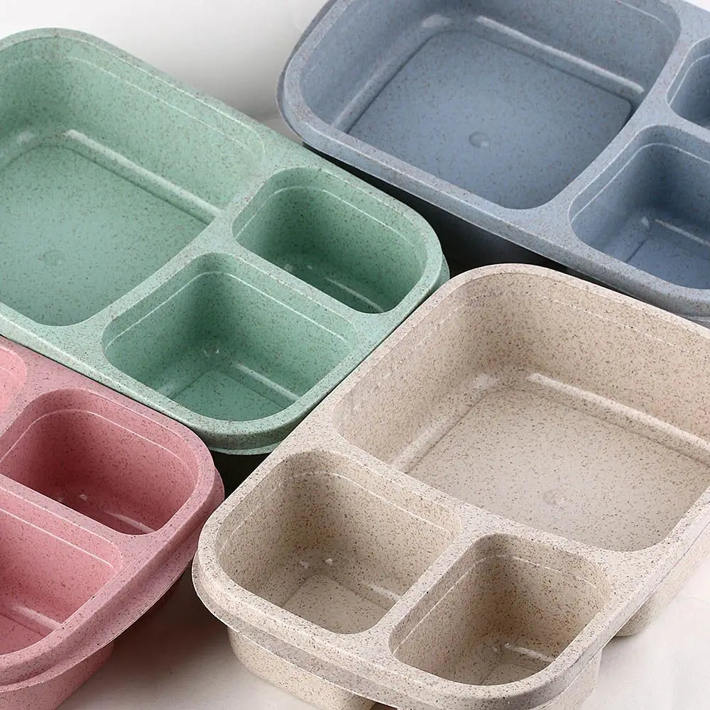 🌿 Eco-Friendly Lunch Box – Portable & Sectioned Wheat Straw Design! 🍱♻️