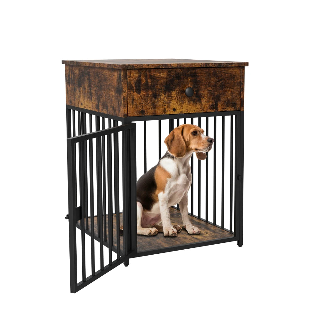 "๐ ๐ถ Stylish Dog Crate Furniture โ Cozy Kennel + Drawer & Table in One! ๐พ๐๏ธโจ"