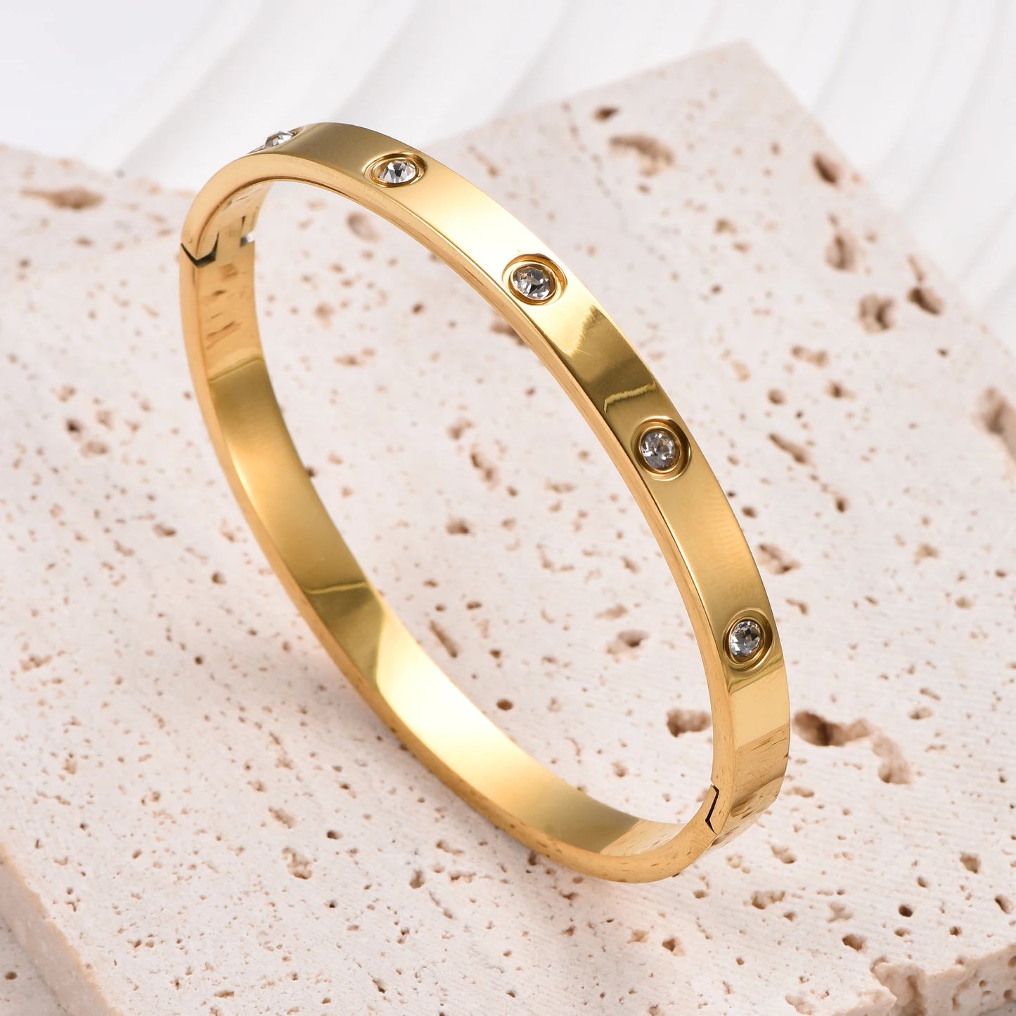 π 6mm Wide Zircon Bangle β Timeless Shine, Effortless Glam!