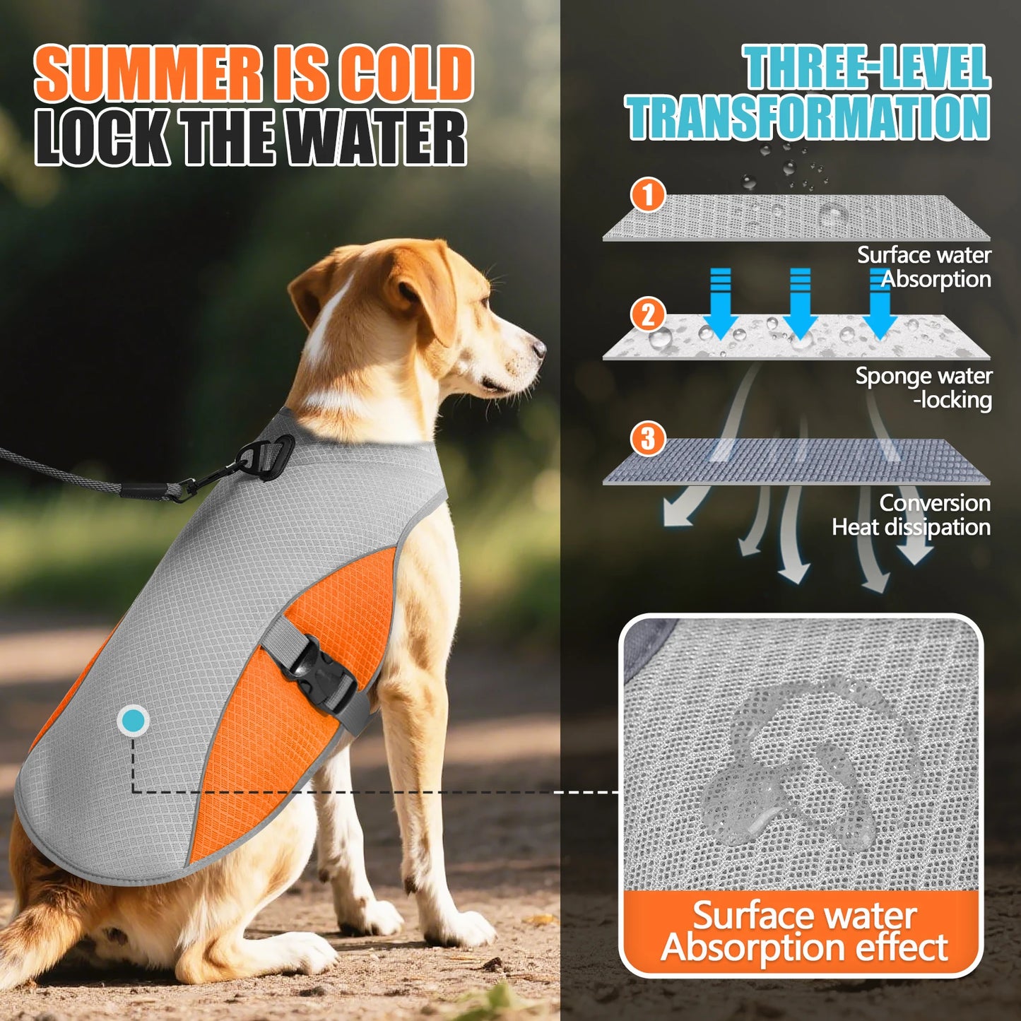 🐾 Instant Cooling Dog Vest with Harness & Water Bottle – Chill Out in Heat! ❄️
