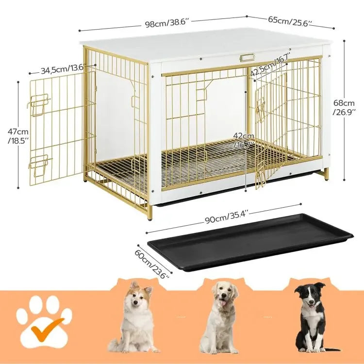 🏠 قفص كلاب فاخر XL/XXL/XXXL بتصميم خشبي أنيق وأبواب معدنية – المساحة والراحة لكلبك الكبير! 🐶💪