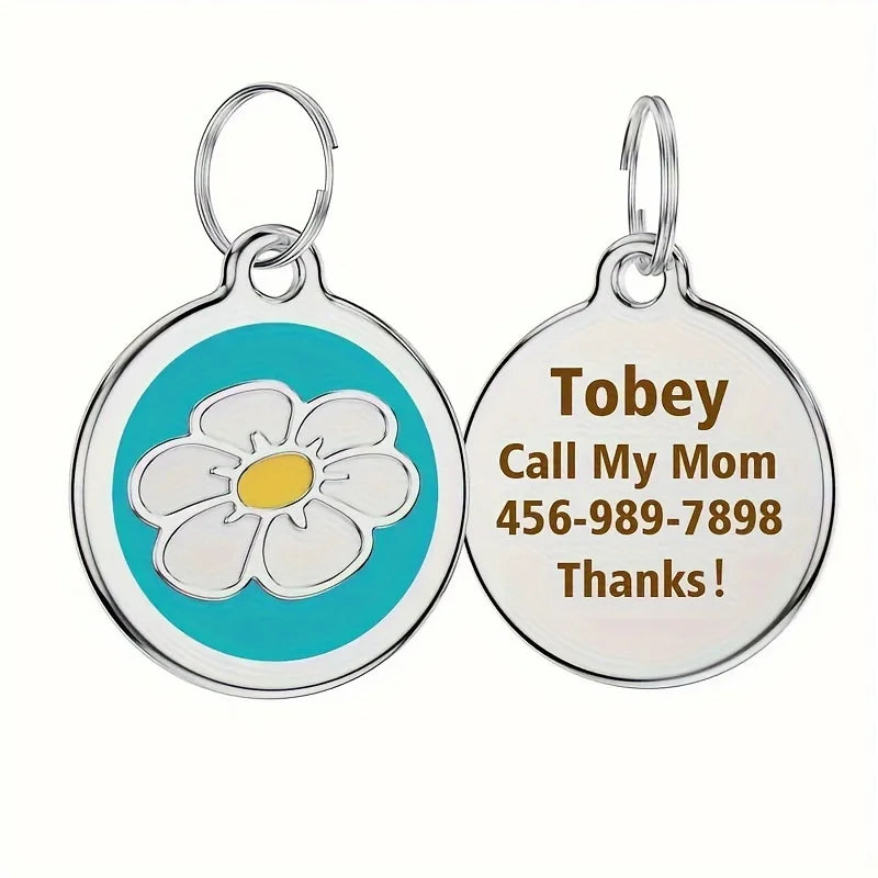 ๐ผ Personalized Daisy Pet ID Tag โ Custom Name Pendant for Cats & Dogs ๐พ