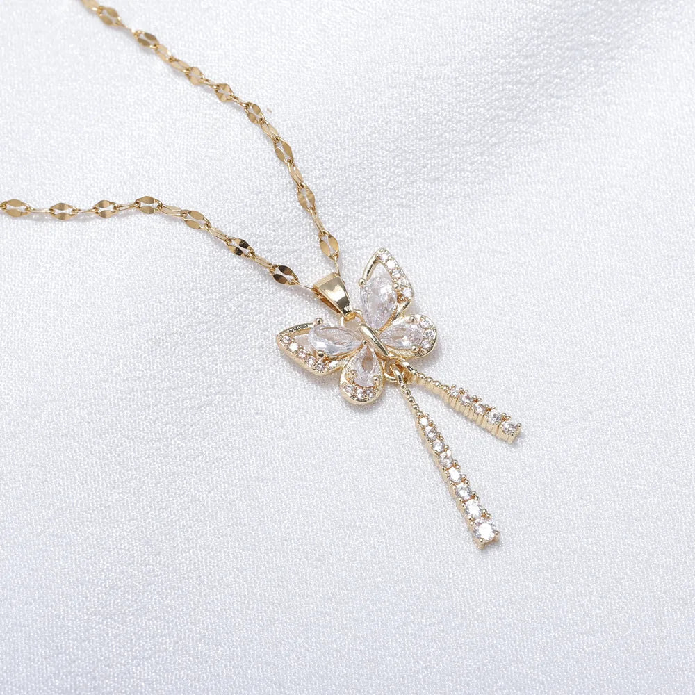 π¦β¨ Butterfly Tassel Necklace β Zircon & Titanium Steel, Elegant Gift for Her ππ