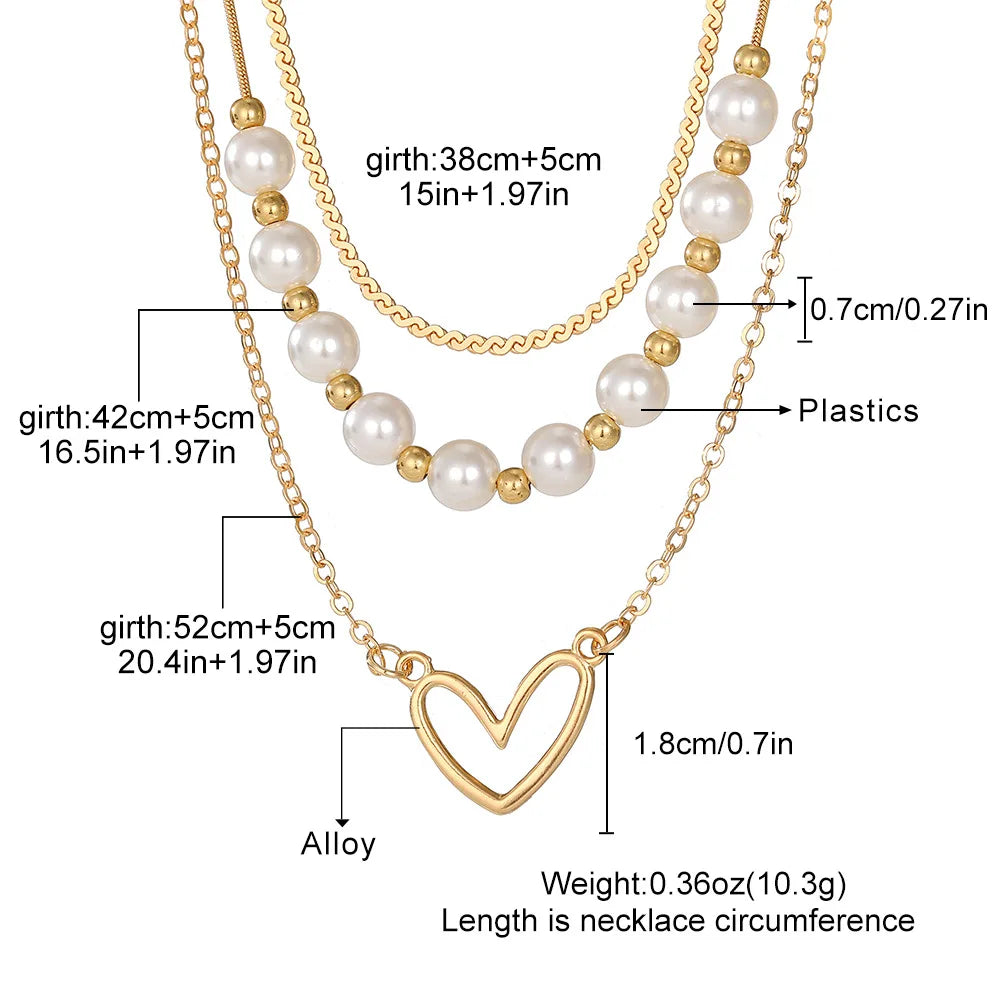 π 3-Piece Vintage Heart Necklace β Pearl & Gold Layered Chains for Women ππ§‘