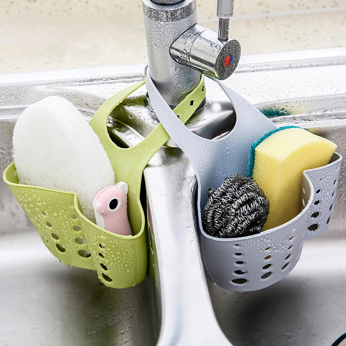 Adjustable Sink Drain Basket Plastic Bag Useful Things For Kitchen Accessories Soap Sponge Hanging Organizer Usefull things