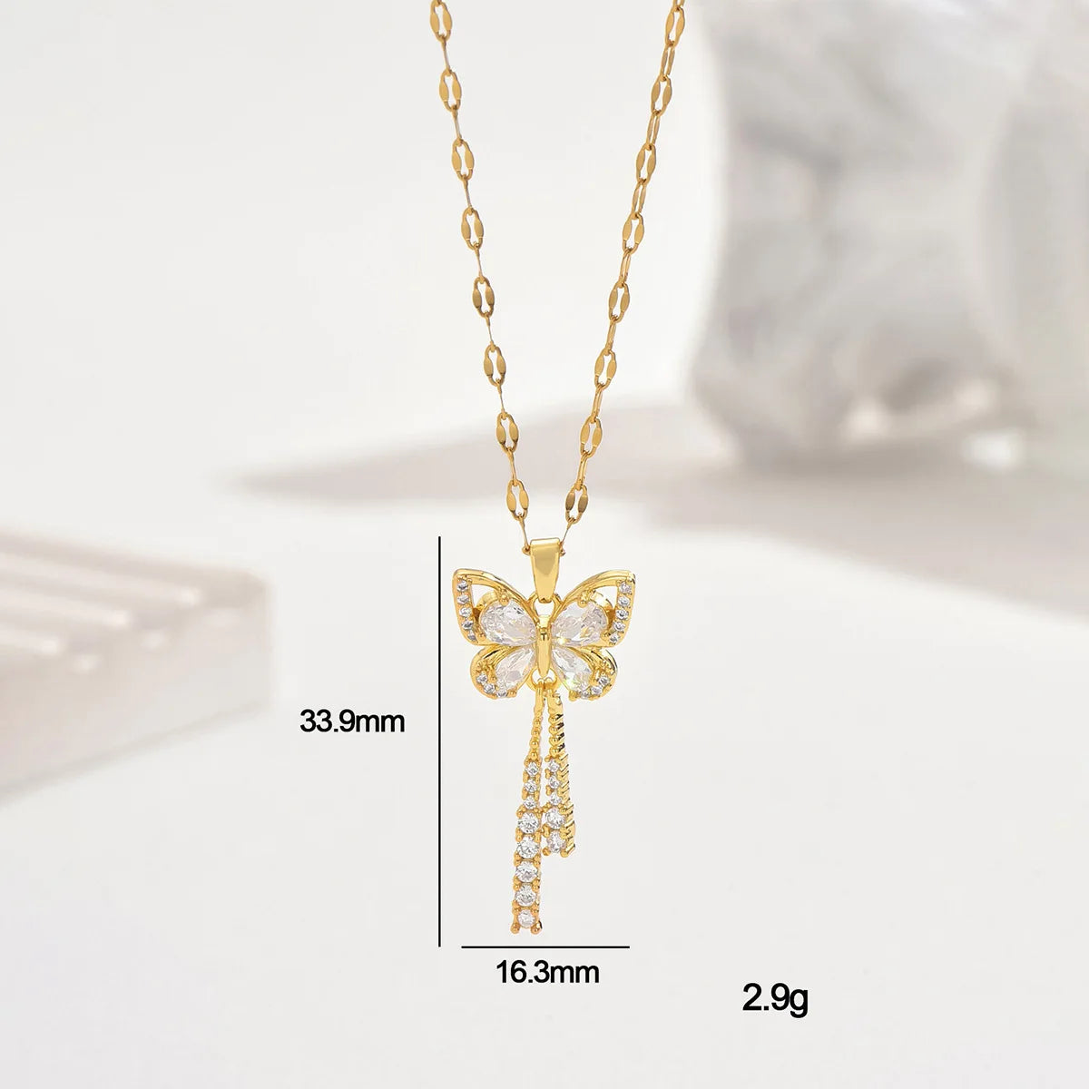 π¦β¨ Butterfly Tassel Necklace β Zircon & Titanium Steel, Elegant Gift for Her ππ
