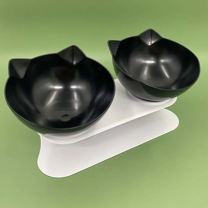 🐾🍽️ Non-Slip Double Pet Bowl – Tilted Stand for Easy Feeding & Drinking! 🐶🐱💧