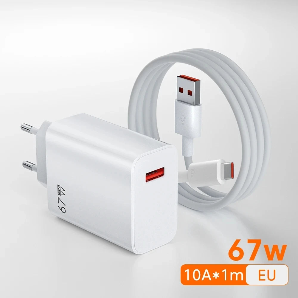 π Xiaomi 67W Turbo Charger Original β Fast EU/US Plug + Type-C Cable