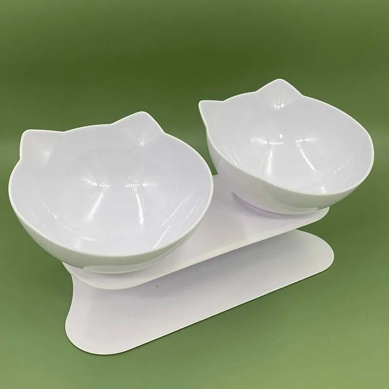 🐾🍽️ Non-Slip Double Pet Bowl – Tilted Stand for Easy Feeding & Drinking! 🐶🐱💧