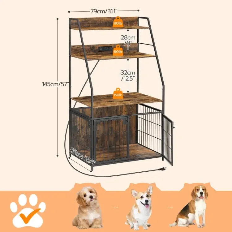 🏠 قفص كلاب فاخر XL/XXL/XXXL بتصميم خشبي أنيق وأبواب معدنية – المساحة والراحة لكلبك الكبير! 🐶💪