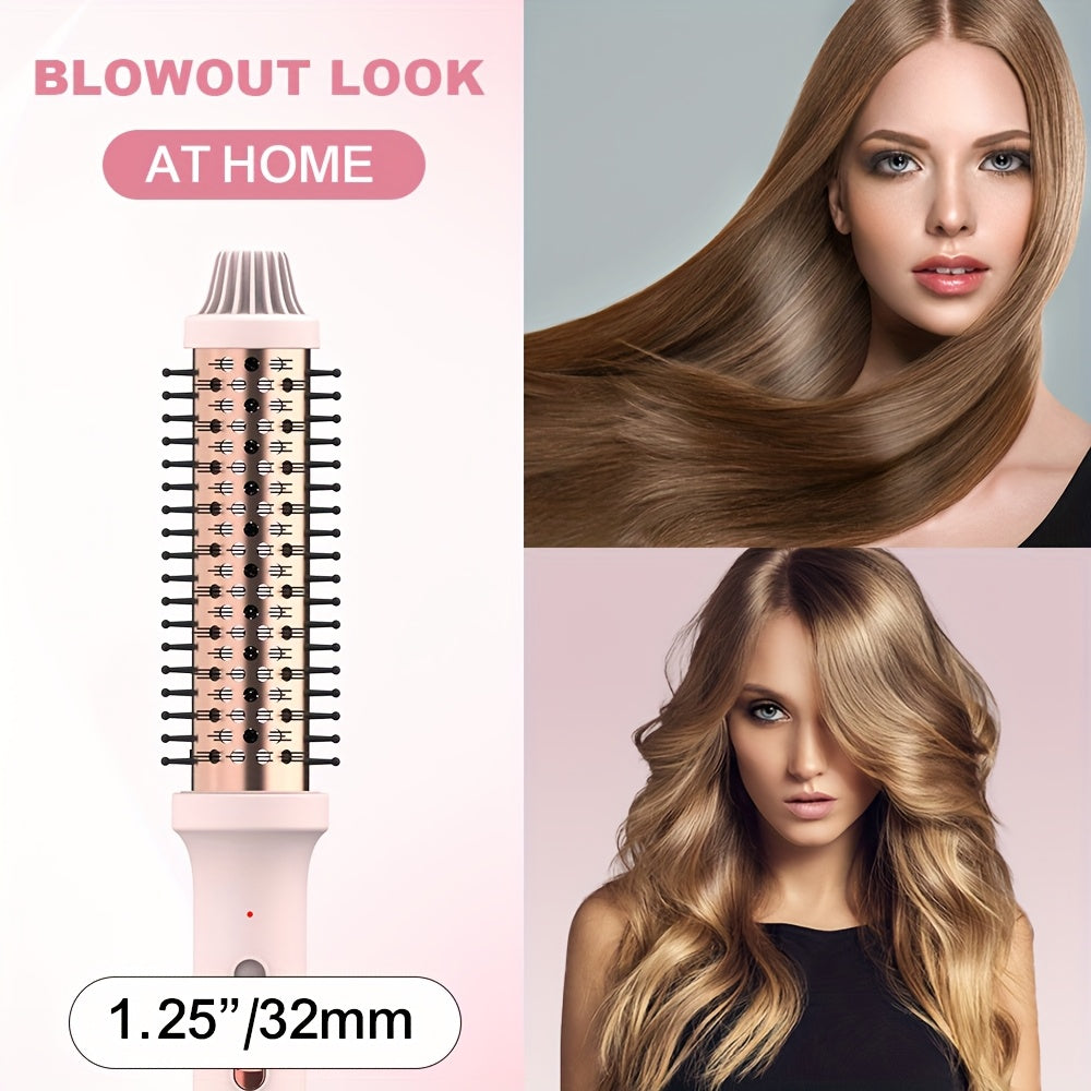 Professional 3-in-1 Hair Straightener, Curling Iron & Round Brush with Temperature Control & Heat Protection, 220-240V, EU Plug, Suitable for Dry Hair, Women'S Holiday Gift