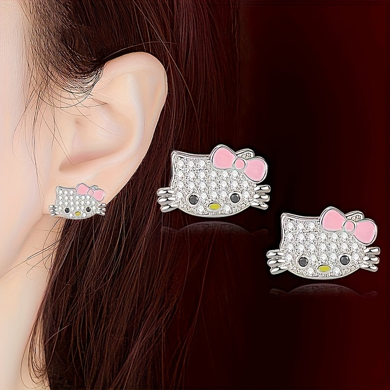 🎀 3pcs Hello Kitty Jewelry Set 💖 | Cute Necklace, Earrings & Ring – Perfect Gift for 🎁 New Year, Valentine’s & Birthdays!