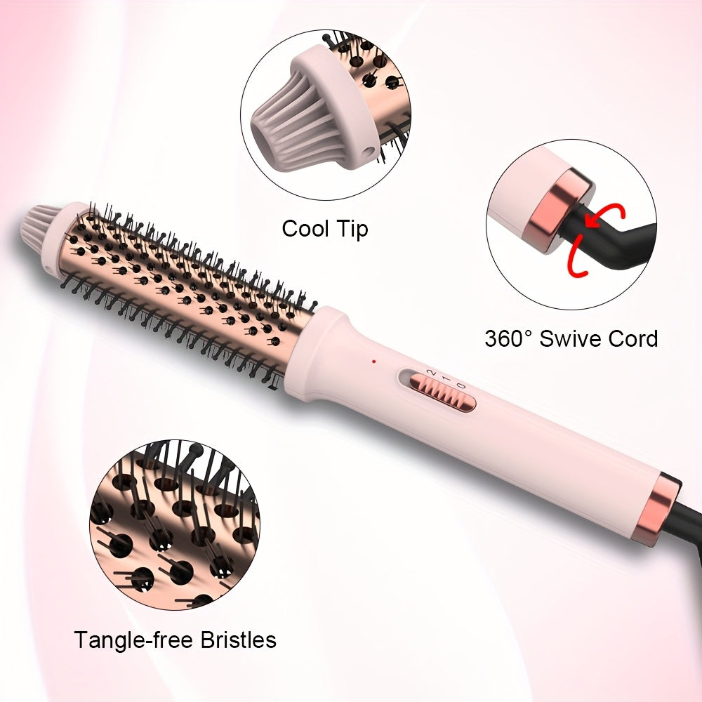 Professional 3-in-1 Hair Straightener, Curling Iron & Round Brush with Temperature Control & Heat Protection, 220-240V, EU Plug, Suitable for Dry Hair, Women'S Holiday Gift