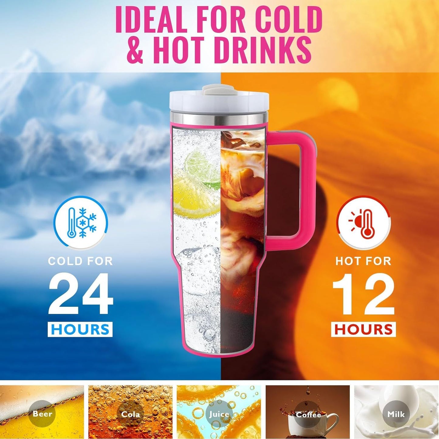 كوب حراري 40oz للسفر والمكتب مقاوم للانسكا