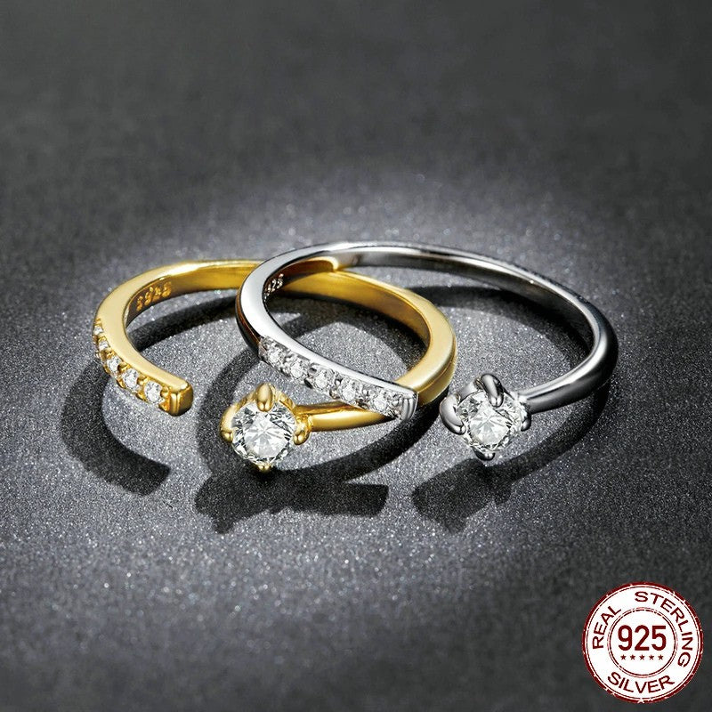 💍 WOSTU 925 Sterling Silver Zircon Engagement Ring – Adjustable & Timeless! ✨
