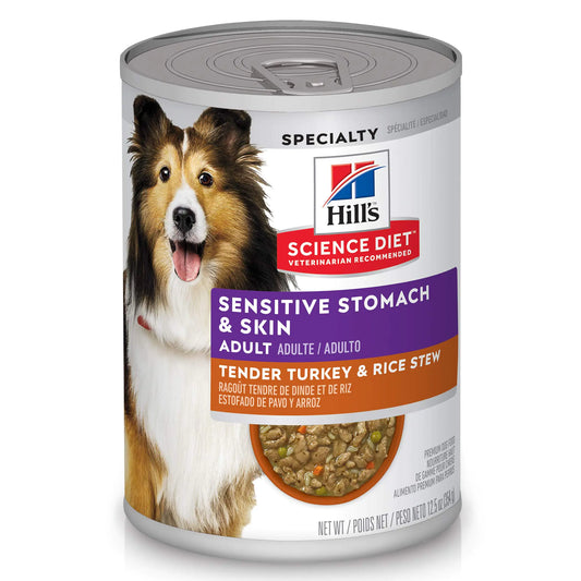 🍗🐕 Hill’s Science Diet – Sensitive Stomach Turkey & Rice Wet Food, 12-Pack!