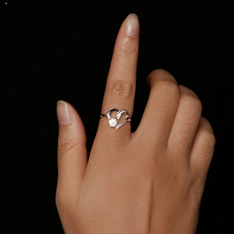 💍 925 Sterling Silver Heart Moissanite shahd Ring - 18K Gold Plated ✨