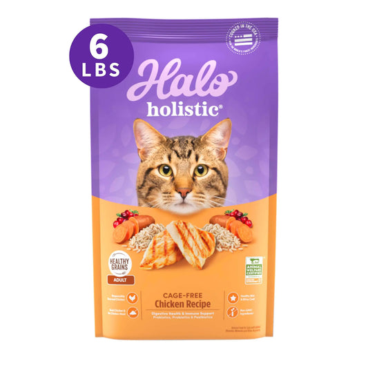 Halo Holistic Cat Food Dry Cage-free Chicken Recipe Complete Digestive Health Dry Cat Food Bag Adult Formula 6-lb Bag