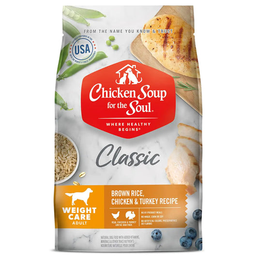 Chicken Soup for The Soul Classic Dry Adult Weight Care Dog Food Brown Rice Chicken & Turkey Recipe 4.5 Pound Bag | Soy Corn & Wheat Free Low Calorie Dog Food Made with Real Ingredients