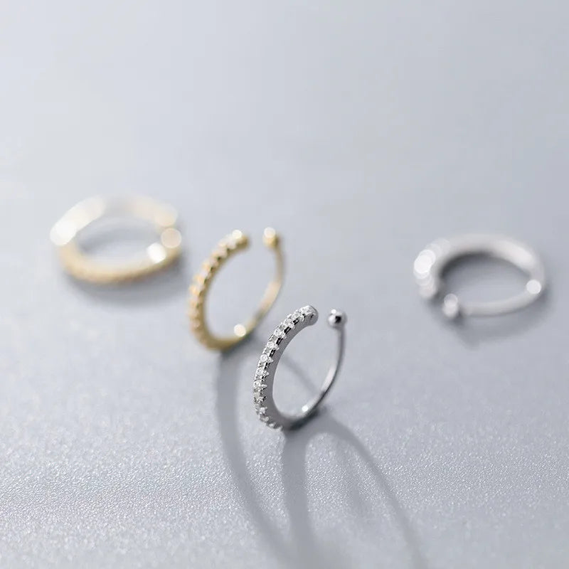 🔥 WANTME Sterling Silver Punk Ear Cuffs – Edgy Elegance Without Piercing!