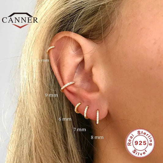 ✨ CANNER 925 Sterling Silver Hoop Earrings - Classic Zircon Circle Earrings for Women ✨