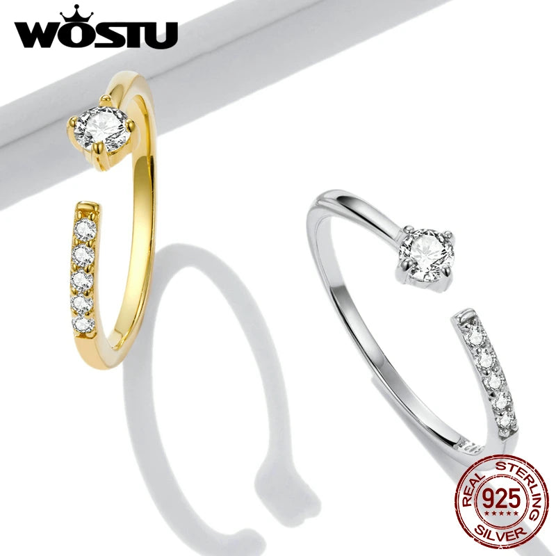 💍 WOSTU 925 Sterling Silver Zircon Engagement Ring – Adjustable & Timeless! ✨