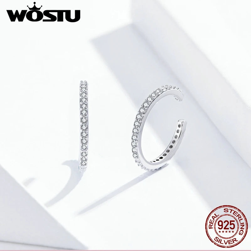 ✨ WOSTU Sterling Silver Zircon Ear Cuffs – No Piercing, All Glam! 💎