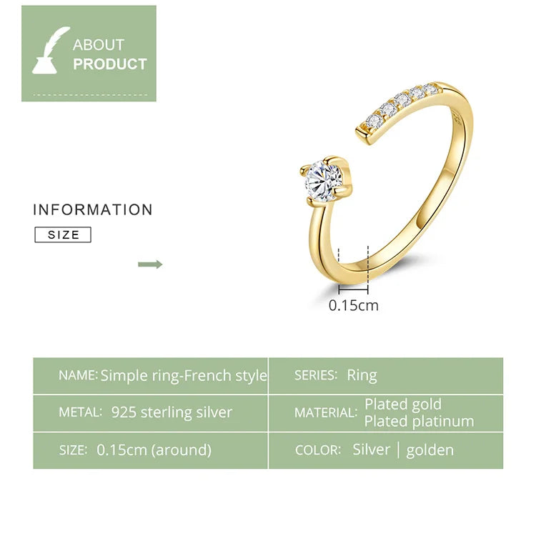 💍 WOSTU 925 Sterling Silver Zircon Engagement Ring – Adjustable & Timeless! ✨