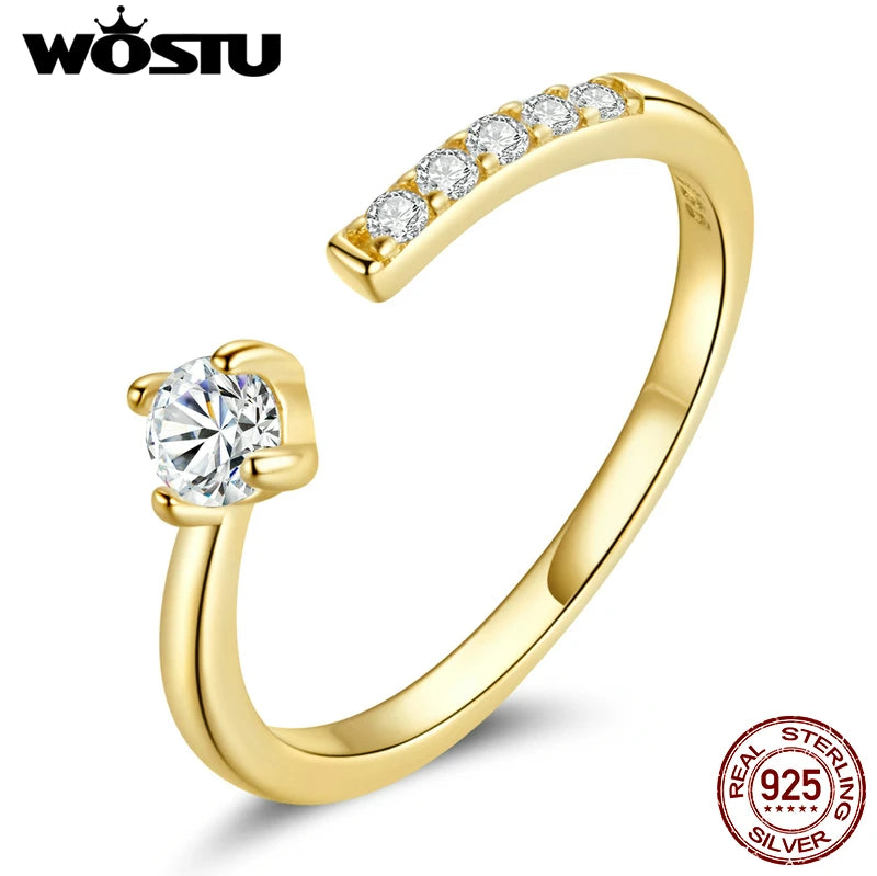 💍 WOSTU 925 Sterling Silver Zircon Engagement Ring – Adjustable & Timeless! ✨
