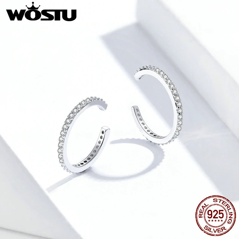 ✨ WOSTU Sterling Silver Zircon Ear Cuffs – No Piercing, All Glam! 💎
