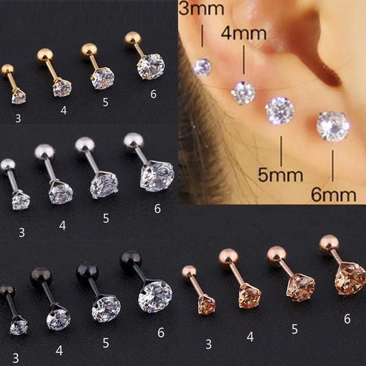 ✨ Hypoallergenic Stainless Steel Zircon Ear Studs – Safe & Stunning!