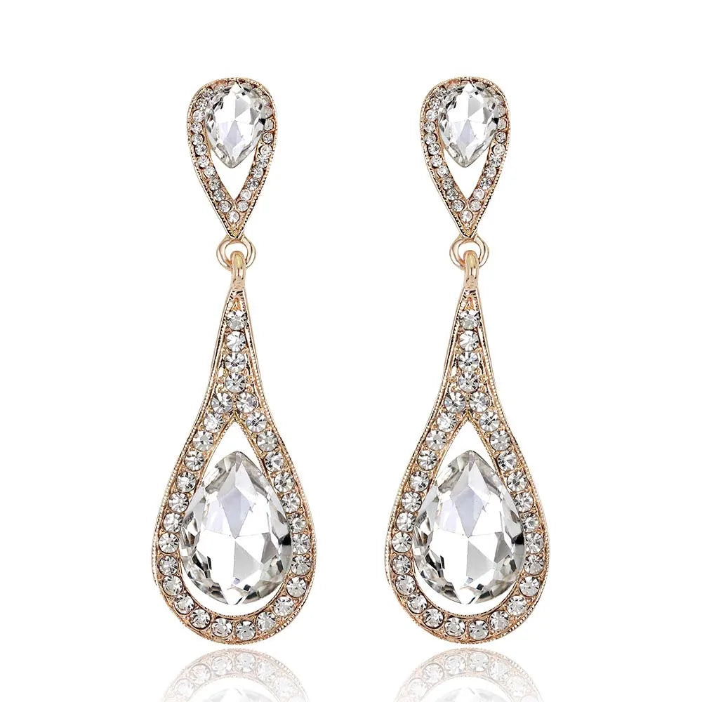 ✨ TREAZY Champagne Crystal Earrings – Effortless Glamour for Every Occasion!