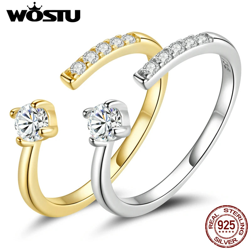 💍 WOSTU 925 Sterling Silver Zircon Engagement Ring – Adjustable & Timeless! ✨
