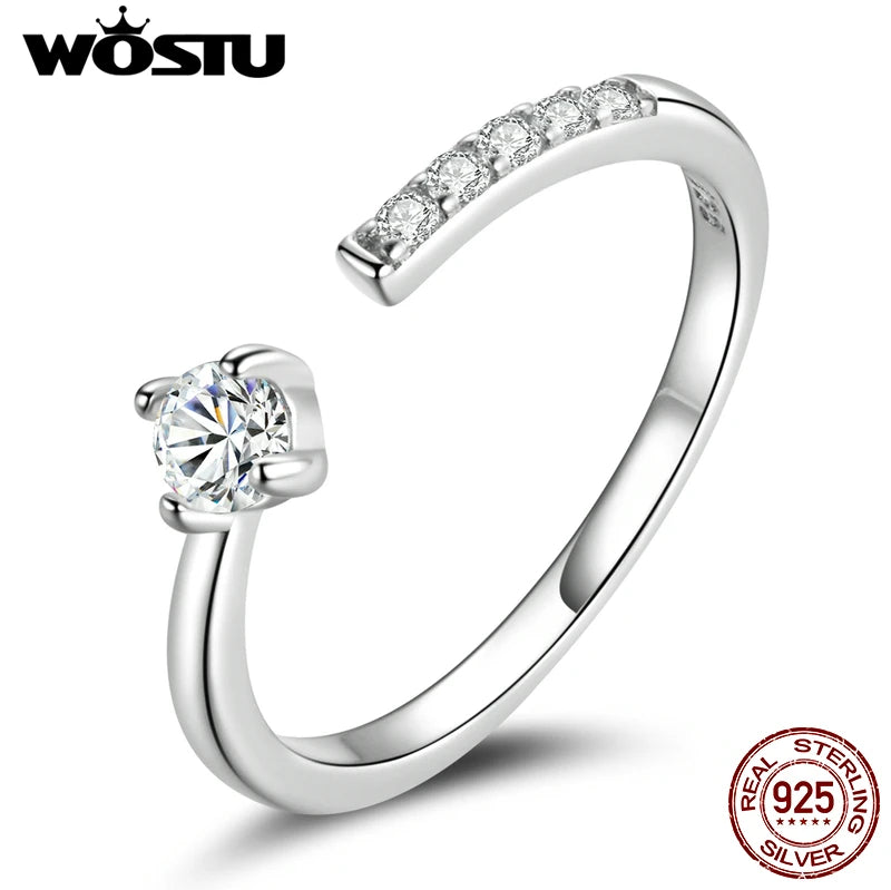 💍 WOSTU 925 Sterling Silver Zircon Engagement Ring – Adjustable & Timeless! ✨