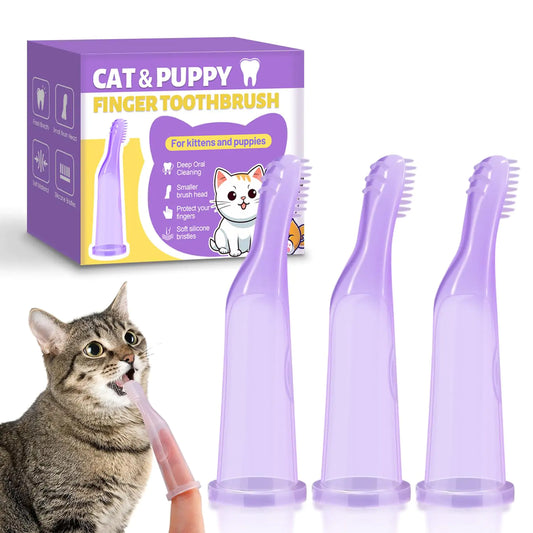 Cats & Puppies Finger Toothbrush-Extended design fits fingers up to 0.82” wideR designed for kittens and puppies Finger Toothbrush for Dogs comes with self-adhesive naming and dental health card