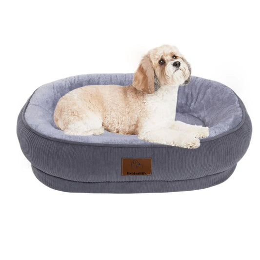 🐶🛏️ Exeterlith Calming Dog Bed – Round, Washable & Comfy (Grey)